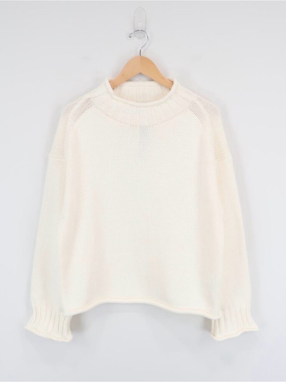 NWT J.Crew 2025 Rollneck Cotton Sweater Ivory Size L CM712 - Picture 3 of 15